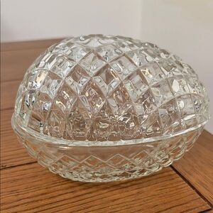 Elegant Glass Diamond-Cut Trinket Box/ Candy Dish